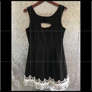 Pink Owl Apparel Black and White Crochet Dress—L